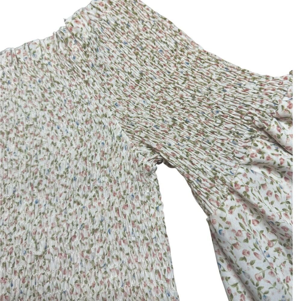 Shein Rouched Off the Shoulder Flare Sleeve Floral Long Tunic Size 2XL Boho - Picture 5 of 6